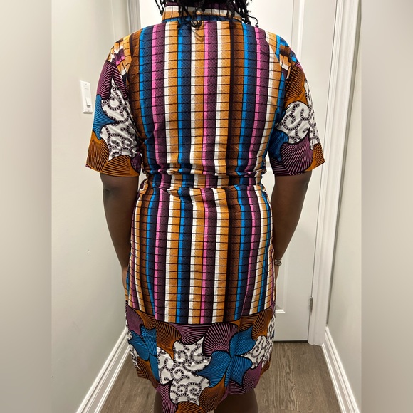 Colourful Ankara Button & Tie Dress - Picture 4 of 14